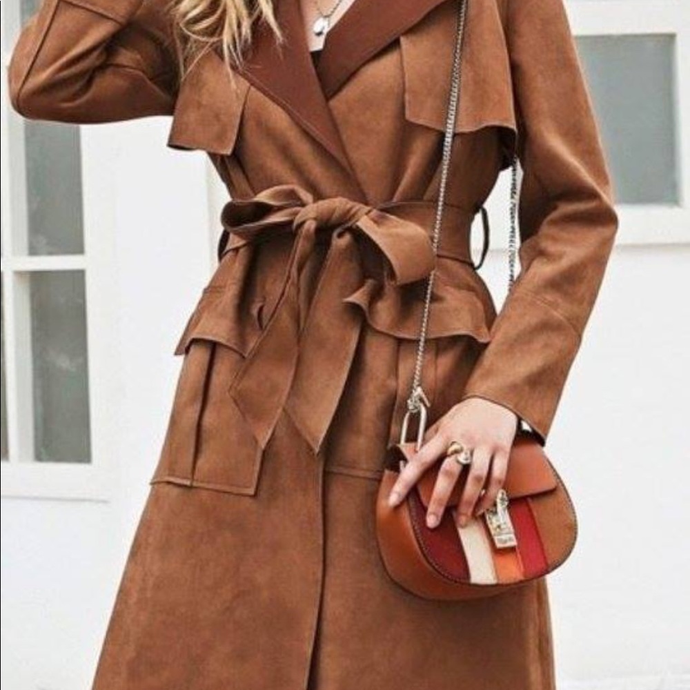 Leather/suede trench jacket